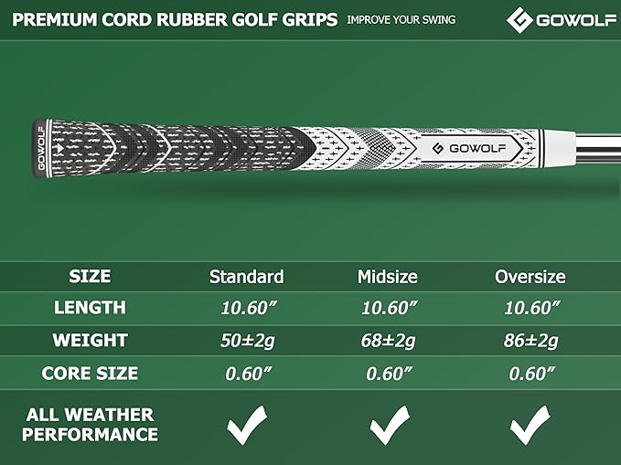 Gowolf Golf Grip Cord Rubber Multi-compound Golf Driver Irons Club Choose 13 Grips with 15pcs Tapes Or Full Kit choose one