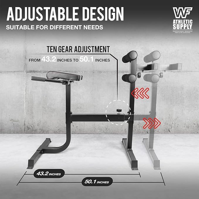 CAPHAUS Adjustable Hyperextension 90 Degree Strength Roman Chair with Handle, Ab Bench Multi-Functional Weight Bench, Muscle Strength Training Fitness Back Machines for Full Body Workout