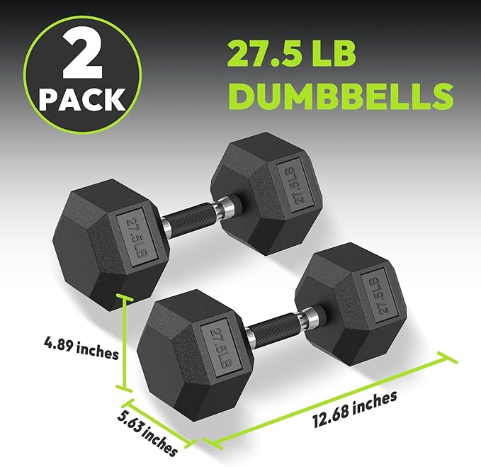 Hex Dumbbell Set 2.5-400 lb, Rubber Encased Exercise & Fitness Dumbbells, Weights Dumbbells Set of 2, Hand Weight for Strength Training