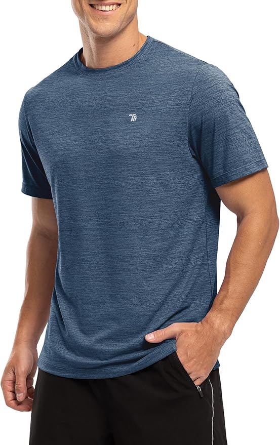 BGOWATU Men's Quick Dry Workout Athletic Shirts Lightweight Tennis Shirts for Men Running Gym Tops
