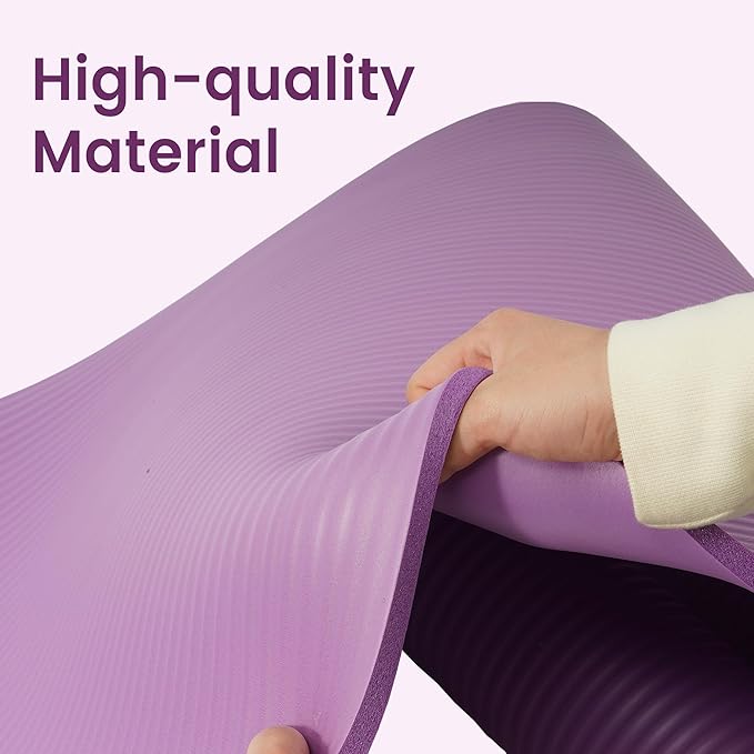 Yoga Mat, 1/2-Inch Extra Thick High Density Exercise Mat, Anti-Tear Exercise Yoga Mat with Carrying Strap, Suitable for Various Yoga Exercises