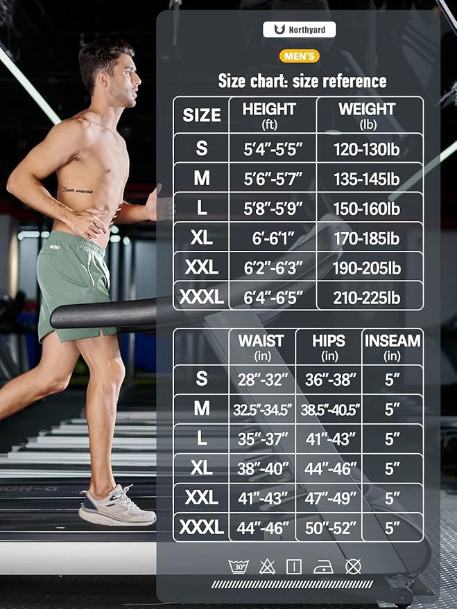 NORTHYARD Men's Running Athletic Shorts 5"/ 7"/ 9" Workout Gym Short Tennis Quick Dry Active Sport Hiking Basketball