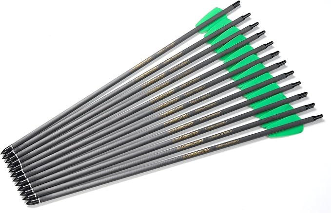 Crossbow Bolts 15 Inch Archery Carbon Crossbow Arrows with Moon Nocks Hunting Archery Arrows（12pcs