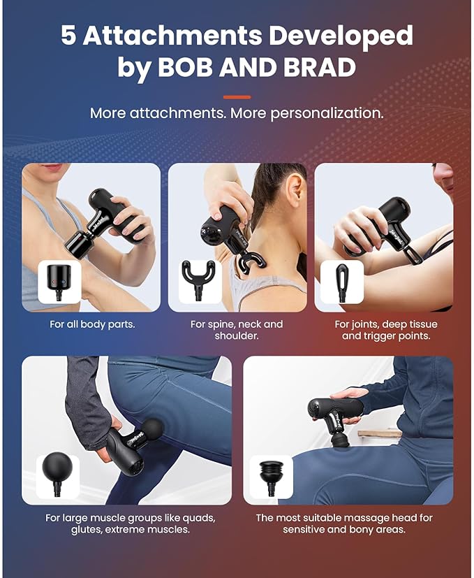 BOB AND BRAD Q2 Pro Mini Massage Gun with Heat and Cold Head,Pocket-Sized Deep Tissue Massager Gun,Portable Percussion Muscle Massager Gun, Ultra Small&Quiet Muscle Massage Gun