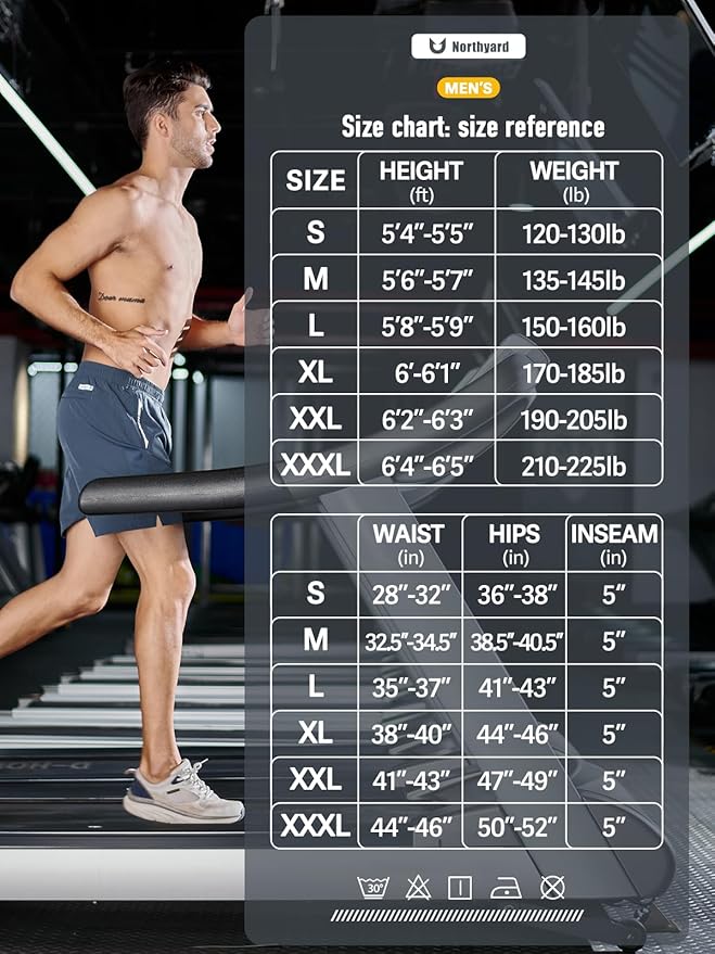 NORTHYARD Men's Running Athletic Shorts 5"/ 7"/ 9" Workout Gym Short Tennis Quick Dry Active Sport Hiking Basketball