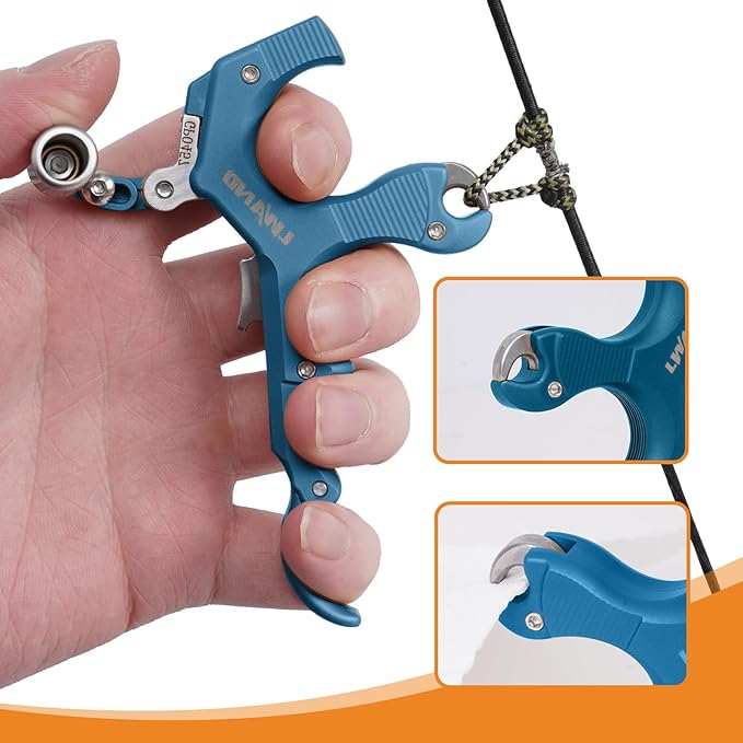 LWANO Archery Compound Bow Release Aids Trigger 3-4 Finger Adjustable Wristband Thumb Arrow Release Aids for Adults Youth Hunting Shooting Training Accessories