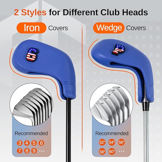 10pcs EVA Golf Club Covers – 7 Iron & 3 Wedge Covers with Numbers – Washable, Wear-Resistant Protection – Easy On & Off for Golf Irons & Wedges