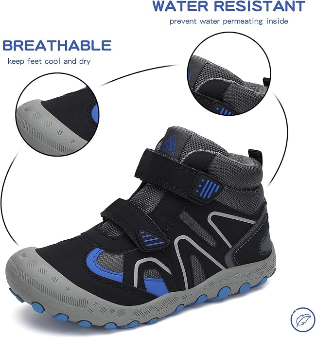 Mishansha Kids Water Resistant Hiking Boots, Boys Girls Anti Collision Anti-Skid Athletic Outdoor Adventure Trekking Shoes