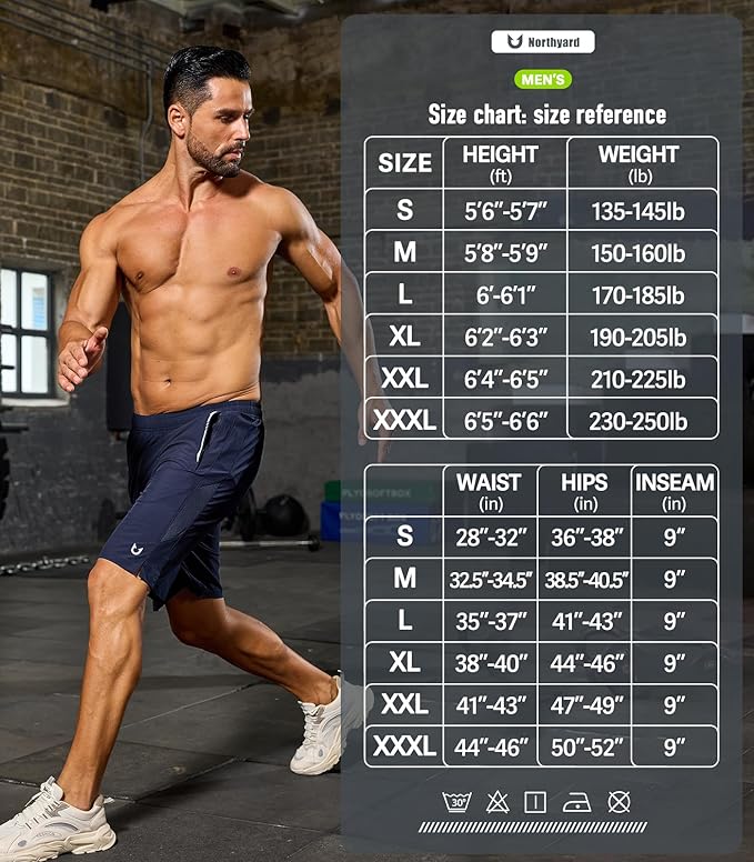 NORTHYARD Men's Running Athletic Shorts 5"/ 7"/ 9" Workout Gym Short Tennis Quick Dry Active Sport Hiking Basketball