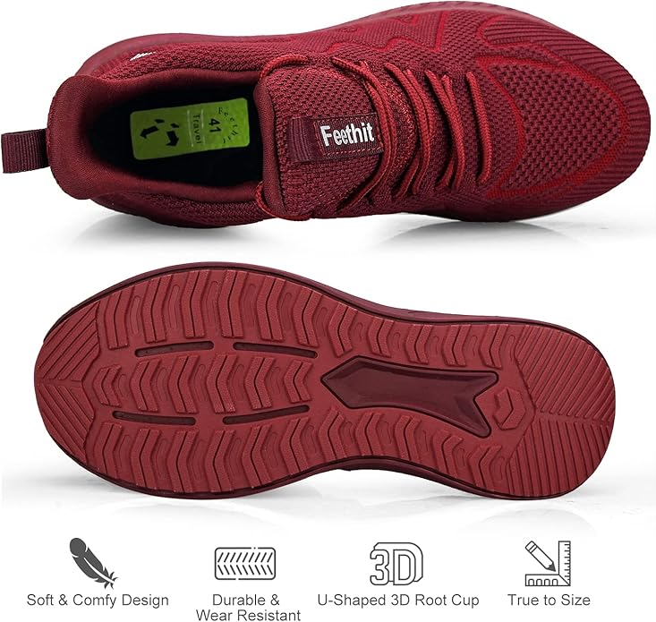 Feethit Mens Non Slip Walking Sneakers Lightweight Breathable Slip on Running Shoes Athletic Gym Tennis Shoes for Men