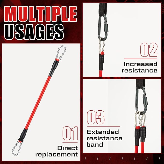 Liliful 8 pcs Resistance Bands for Working Out Additional Exercise Bands for Replacement Workout Equipment Elastic Stretch Legs Ankle Straps for Men Women Strength Training Fitness Gym Home, Red