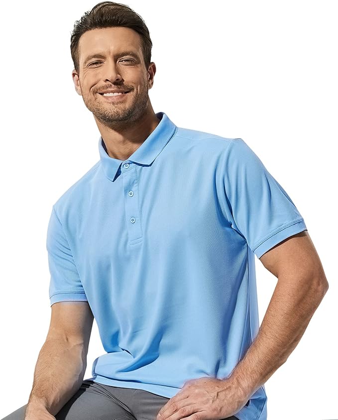 MIER Polo Shirts for Men Short Sleeve Quick Dry Polyester Collared Shirts Casual Golf Shirts, Moisture-Wicking