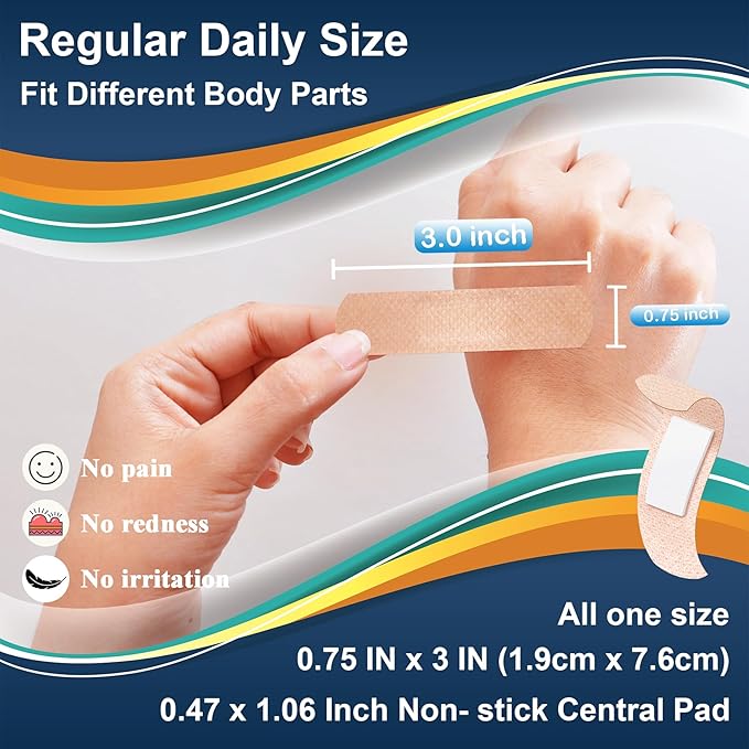 Silicone Adhesive Bandages Assorted Sizes for Sensitive Fragile Skin 60 Count Variety Pack Flexible Fabric Latex Free Hypoallergenic Breathable Bandages for Adhesive Allergy Wounds