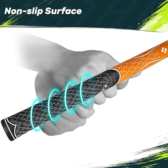 SAPLIZE Hybrid Golf Grips (CL07) - Set of 13, Innovative Design, Cross Corded Rubber Technology, Options of 8 Colors, Standard/Midsize, Basic/Deluxe Kit for Choice, Multicompound Golf Club Grips