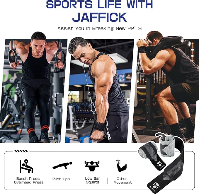 Jaffick Double-Layer Reinforced Wrist Wraps for Weightlifting - Men & Women, Thumb Loop Design for Powerlifting, Crossfit, Bodybuilding, Deadlifting - Fits Both Hands