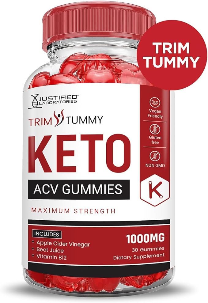 Justified Laboratories (2 Pack Trim Tummy Keto ACV Apple Cider Vinegar Formulated with Pomegranate Beet Juice Powder B12 Vegan Non GMO 120 Gummies
