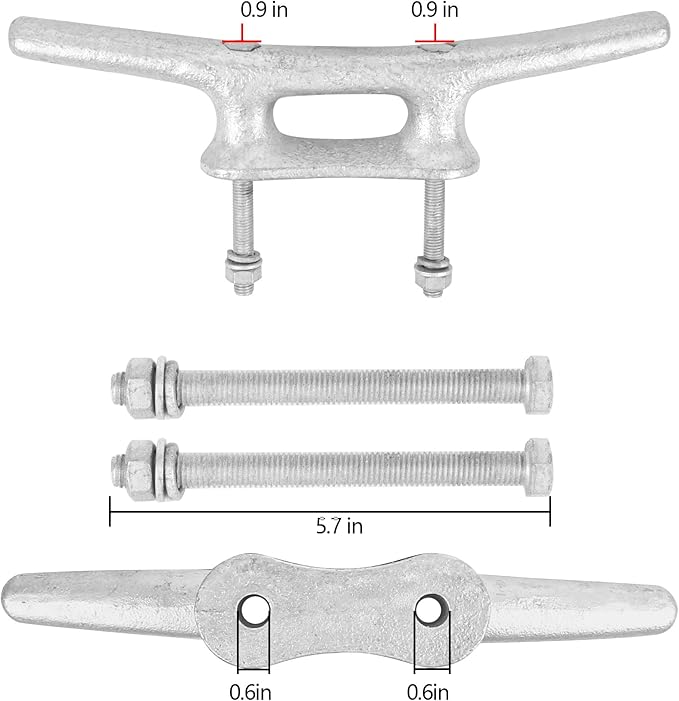 6/8/10/12/14 inch Dock Cleats With Bolts,Hot Dipped Galvanized Cast Iron Boat Cleats,Rope Cleat Boat Dock Cleats for Boat Docks,Decks,Piers for Tying up Boats,Marine Decor(1,2,4,5,6,8,10,12 Pack)