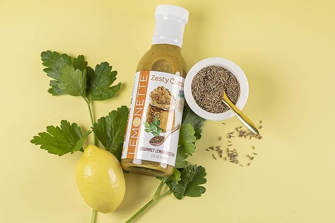 LEMONETTE Zesty Cumin with Tumeric Dressing- 2 Gourmet 12oz bottles: Keto Approved (As Seen In Women's Health), Sugar Free, Gluten Free, Vinegar Free, Soy Free, Canola Free, Vegan Certified