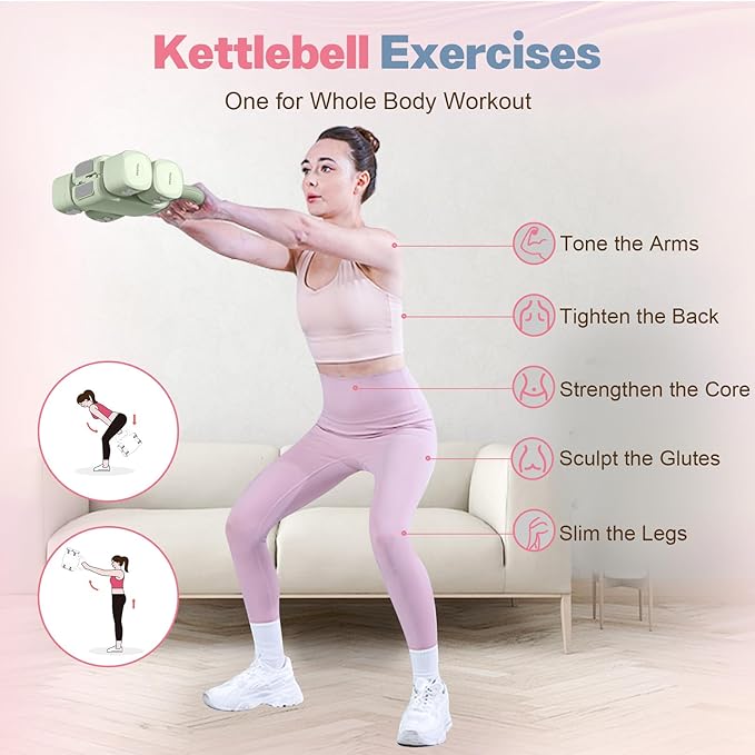Adjustable Dumbbell Set of 2, 4 in 1 Free Weights Dumbbells Set for Women with Fast Adjustment, Each 2lb 3lb 4lb 5lb Hand Weights Set for Home Gym & Outdoor Exercise Training
