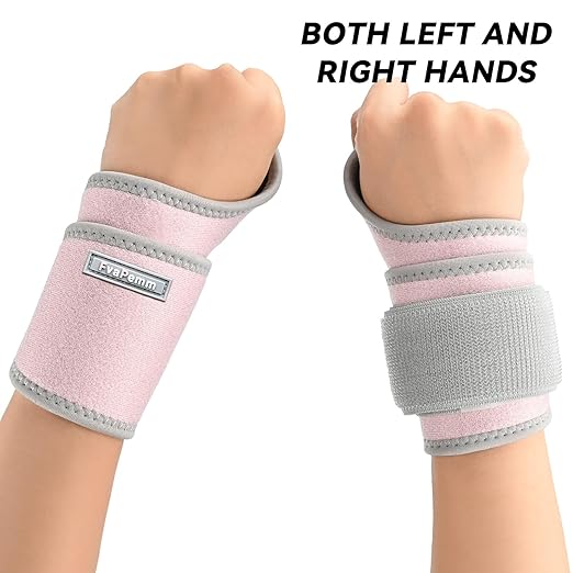 Wrist Brace for Carpal Tunnel 2 Pairs Right Left Hand, Wrist Support Wraps for Women Men, Adjustable Wrist Compression Brace for Tendonitis, Arthritis, Weightlifting, Sports, Day Night Support, Pink
