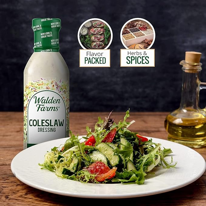 Walden Farms Coleslaw Dressing – Calorie-Free, Gluten-Free, Low Carb, Keto-Friendly, Sugar-Free, Fat-Free, Dairy-Free Creamy Coleslaw Flavor – 2-Pack, 12 oz Bottles