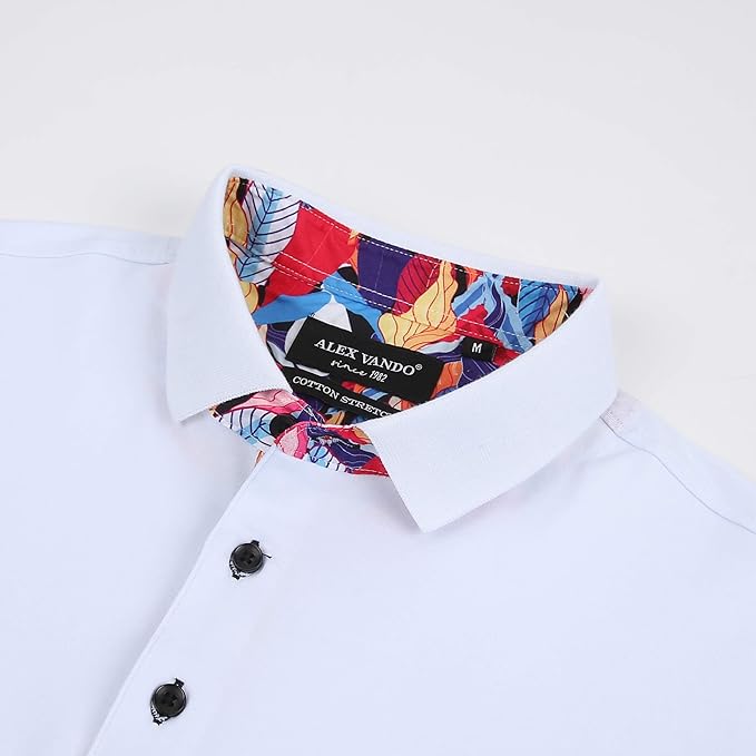 Alex Vando Mens Polo Shirts Short Sleeve Regular Fit Fashion Designed Shirt