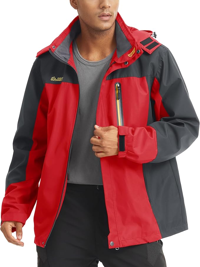 MAGCOMSEN Men's Hooded Windproof Water Resistant Rain Jacket Windbreaker 5 Pockets for Hiking,Fishing,Travel