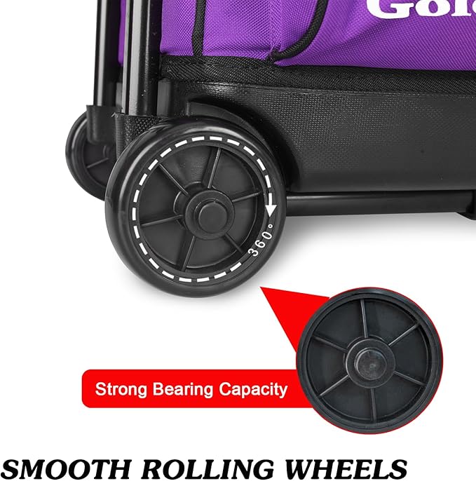 Goloni 3 Ball Bowling Bags with Wheels - Rolling Bowling Bag for 3 Balls & Accessories - Retractable Handle Extends to 38
