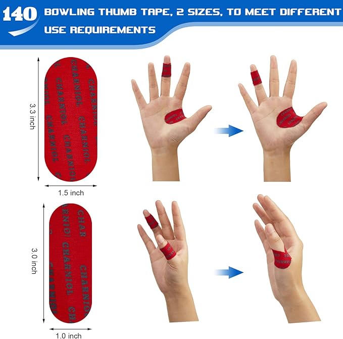 140 Pack 2 Sizes Bowling Thumb Tape Protective Performance Bowl Finger Tape 7 Colors Elastic Bowlers Tape Exercise Bowling Tape for Fingers for Men Women Bowlers Sport Protection Accessory