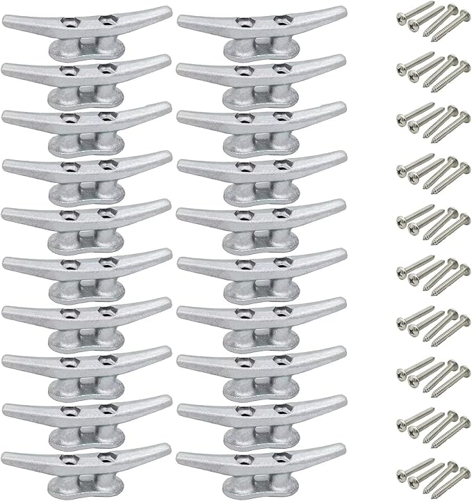 4 inch Dock Cleats 4/6/8/12/16/20/24 Pack,Boat Dock Cleats Rope Cleat Marine Cleats Iron Boat Cleats with Hardware ldeal for Deck,Nautical Decor,Cleats for Boat Dock,Boat Tie Down Cleats