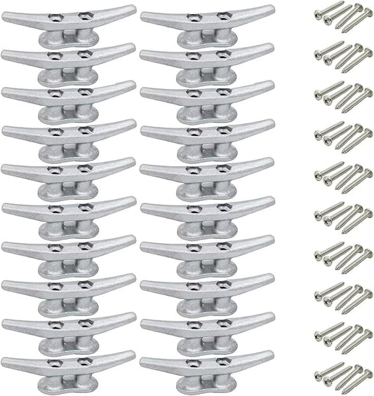 4 inch Dock Cleats 4/6/8/12/16/20/24 Pack,Boat Dock Cleats Rope Cleat Marine Cleats Iron Boat Cleats with Hardware ldeal for Deck,Nautical Decor,Cleats for Boat Dock,Boat Tie Down Cleats
