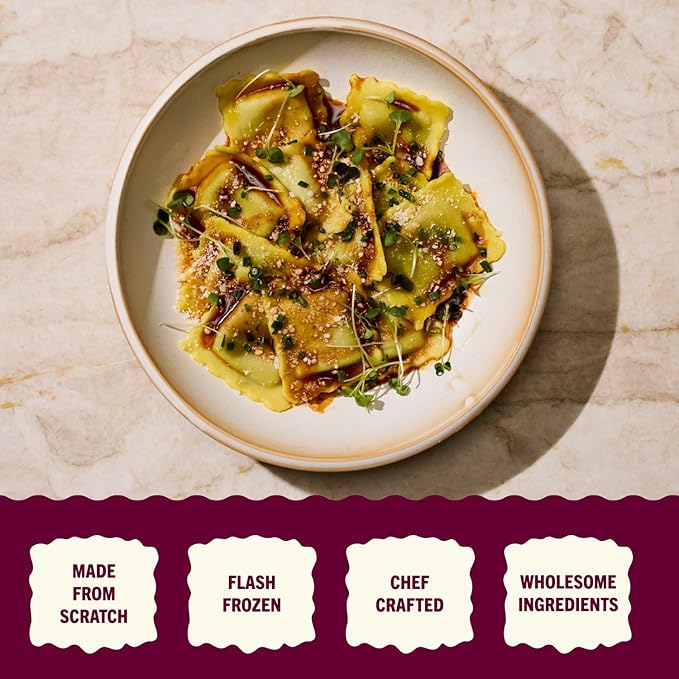 Ripi Braised Short Rib Ravioli – Red Wine, Swiss Chard & Parmesan – Frozen Pasta Meal – Ready in Under 5 Minutes, 9oz, Pack of 12