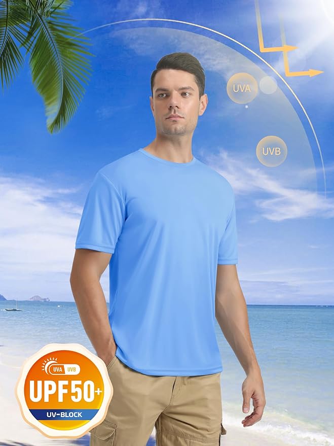 MAGCOMSEN Men's Short Sleeve UPF 50+ T-Shirt Quick Dry Rash Guard Athletic Running Swim Top Tee Performance Water Shirts