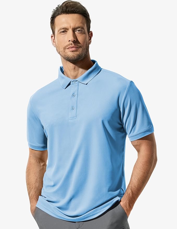 MIER Polo Shirts for Men Short Sleeve Quick Dry Polyester Collared Shirts Casual Golf Shirts, Moisture-Wicking
