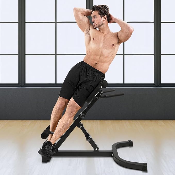 Roman Chair, Back Extension Sit up Bench, Multi-Functional Bench Foldable Flat, Hip Thrust Machine, 330 lbs Weight Capacity, Fitness Equipment for Home Workout, Gym