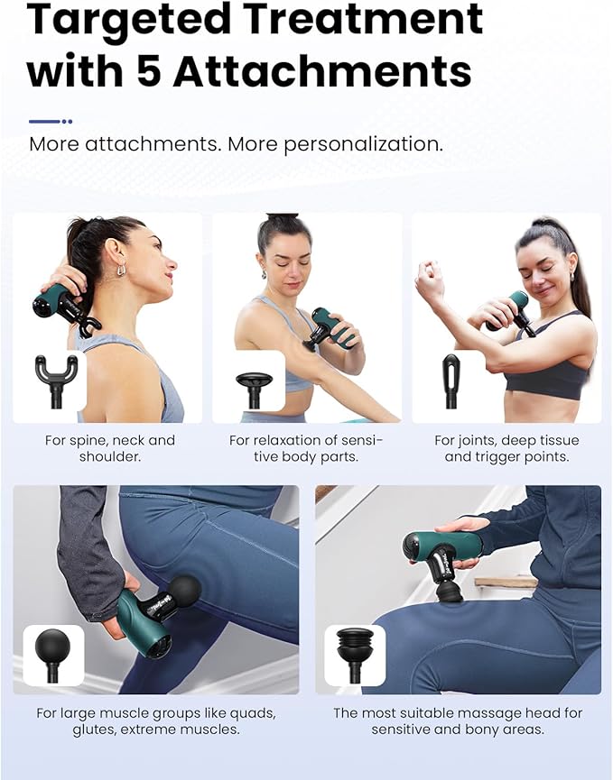 BOB AND BRAD Q2 Mini Massage Gun, Pocket-Sized Deep Tissue Massager Gun, Portable Percussion Muscle Massager Gun, Ultra Small & Quiet Muscle Massage Gun with Carry Case -Green