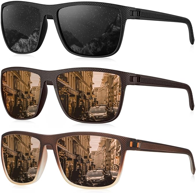 KALIYADI Polarized Sunglasses for Men, Lightweight Sun Glasses with UV Protection for Driving Fishing Golf