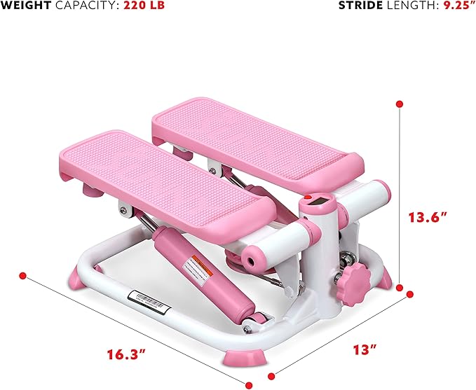 Sunny Health & Fitness Mini Steppers for Exercise at Home, Stair Step Workout Machine, Full Body Cardio Equipment, with Optional Free SunnyFit App Connection and Resistance Band