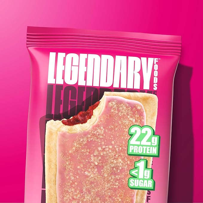 Legendary Foods 22g Cherry Protein Pastry - Low Carb Meal Replacement Bar - Low Glycemic, Gluten Free Protien Snacks - Healthy Keto Snack Box 8 Zero Sugar Energy Bars - Bariatric Diabetic Friendly