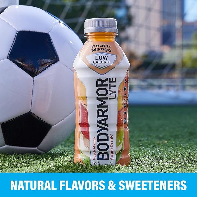BODYARMOR LYTE Sports Drink Low-Calorie Sports Beverage, Orange Clementine - Orange Citrus, Coconut Water Hydration, Natural Flavors With Vitamins, Potassium-Packed Electrolytes, Perfect For Athletes, 16 Fl Oz (Pack of 12)