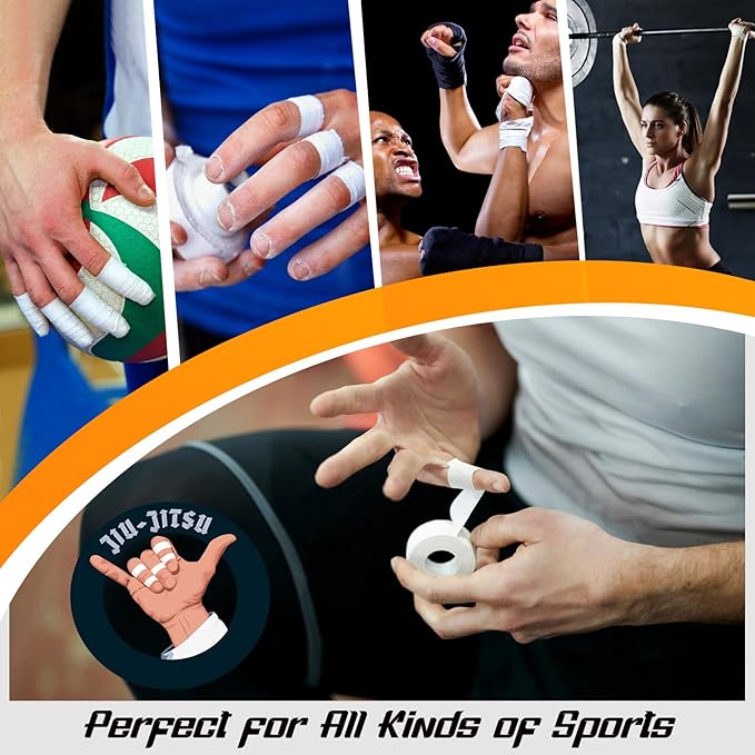 Pro Finger Tape 8 Pack - 0.5” x 45 Ft Black Athletic Sports Tape for Rock Climbing,BJJ,Jiu-Jitsu,Wrestling,Judo
