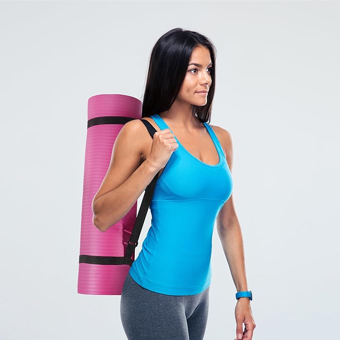 Yoga Mat, 1/2-Inch Extra Thick High Density Exercise Mat, Anti-Tear Exercise Yoga Mat with Carrying Strap, Suitable for Various Yoga Exercises