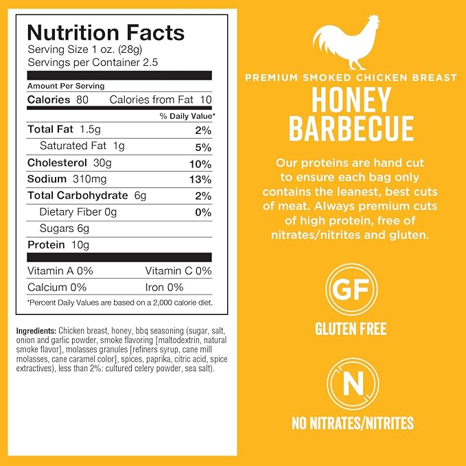 Chef's Cut Real Chicken Honey Barbecue Jerky, 2.5 Ounce (4 Pack)