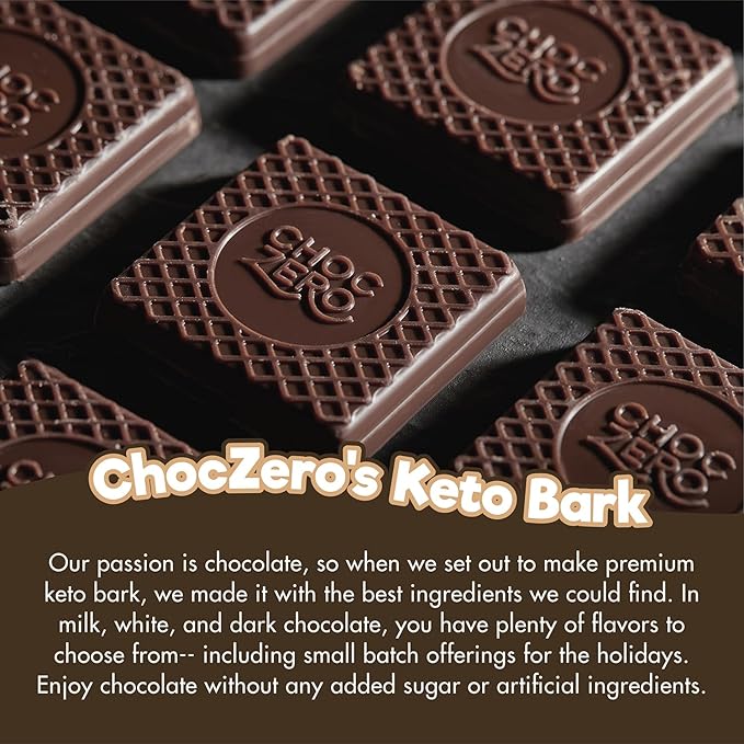 ChocZero Peppermint Crunch Keto Bark, Dark Chocolate Candy Bar, Sugar Free, Vegan, Gluten Free, 3.2 Ounce (Pack of 4)
