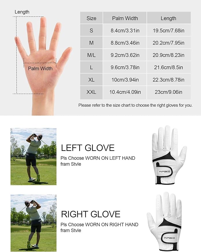 Golf Glove for Men Women, Soft Premium Cabretta Leather Golf Glove, Breathable Mesh, Non-Slip Palm Lift Grip