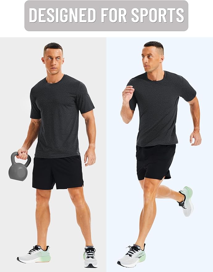 MAGCOMSEN Men's Dry Fit Workout Shirts Short Sleeve Tee Shirts Moisture Wicking Athletic Running Performence Tshirts