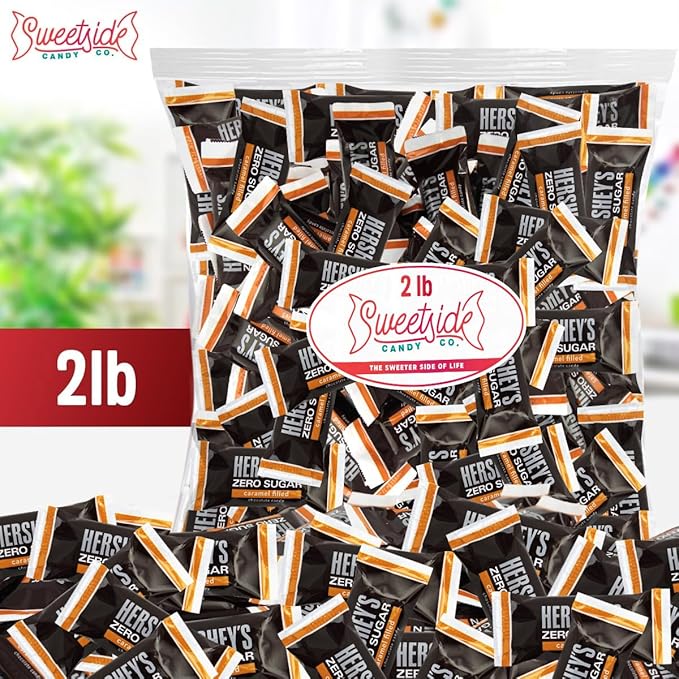 Zero Sugar Caramel Filled Chocolate Candy, 2 Pound of Sugar-Free Chocolate Candy, for Low Carb Diets