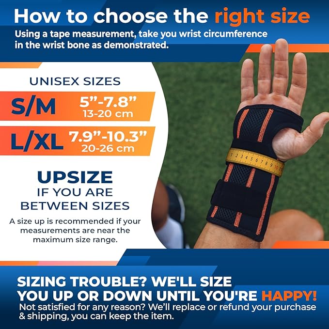 DR. BRACE wrist brace for carpal tunnel (Large/X-Large Right Hand, Black-Orange)