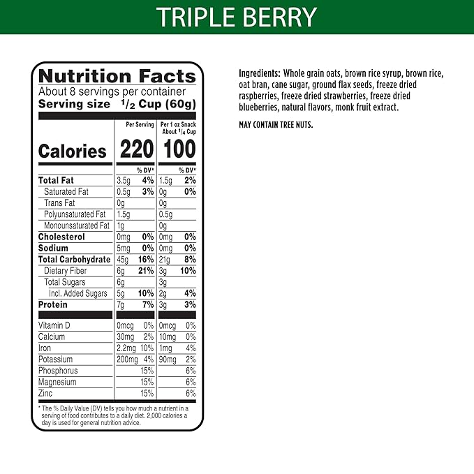 Bear Naked Granola Cereal, Whole Grain Granola, Breakfast Snacks, Mega Pack, Triple Berry Crunch (3 Bags)