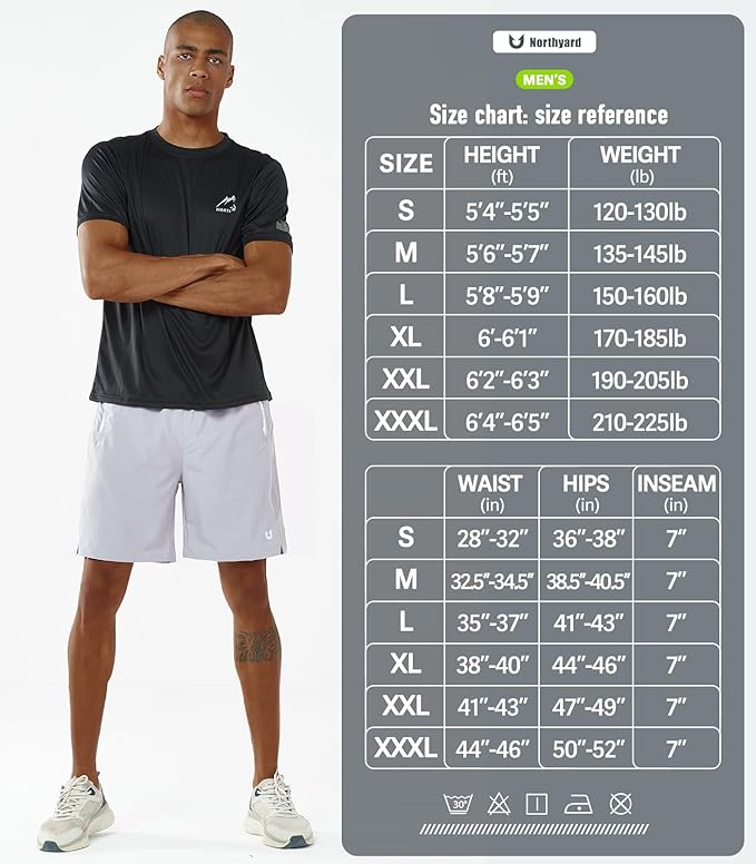 NORTHYARD Men's Running Athletic Shorts 5"/ 7"/ 9" Workout Gym Short Tennis Quick Dry Active Sport Hiking Basketball